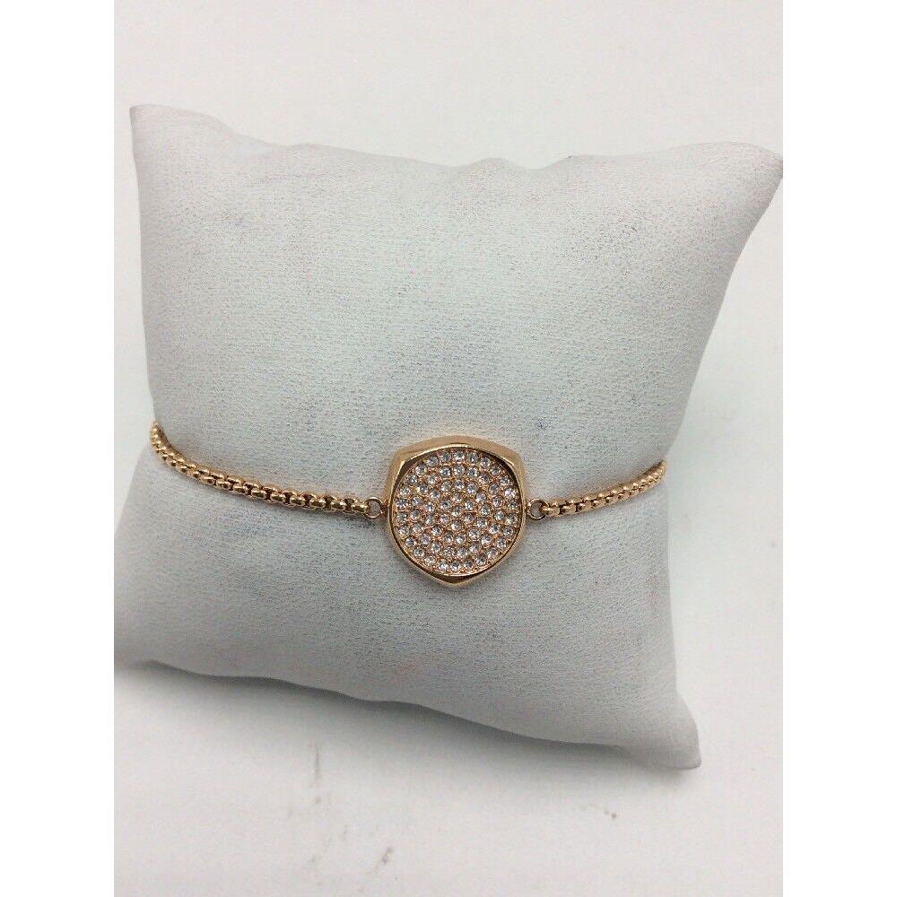 Michael Kors Rose Gold Tone Pave Disc Slider Bracelet 208