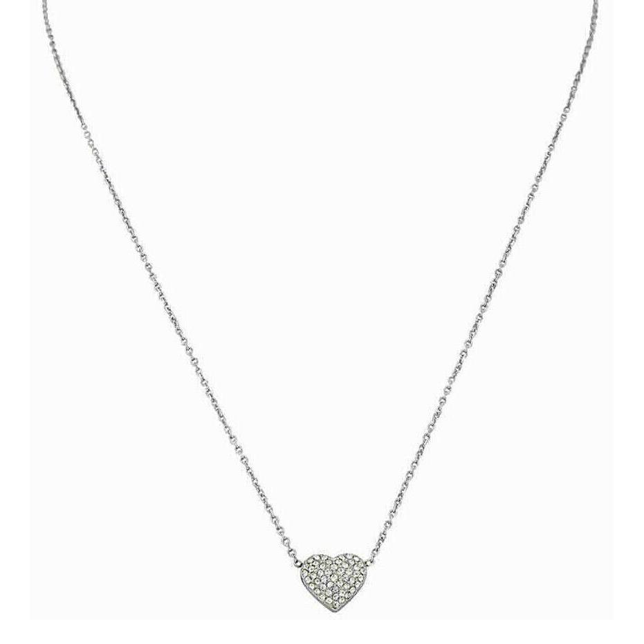 Michael Kors Silver-tone Crystal Pave Reversible Heart Necklace