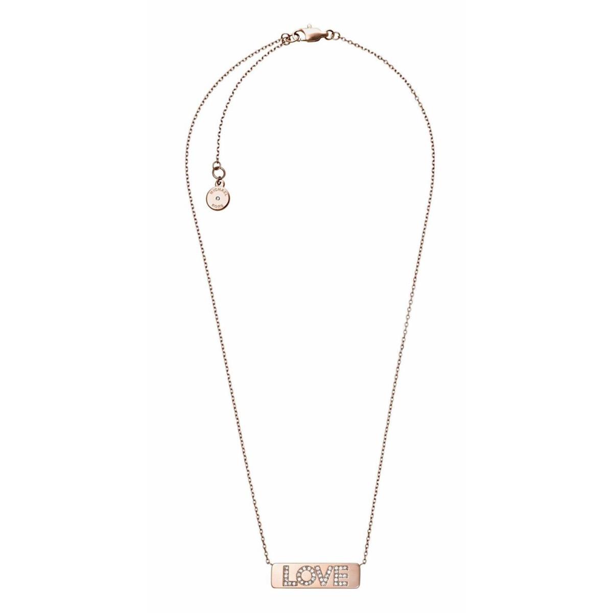 Michael Kors MKJ5069791 Pave` Plaque Rose Gold-tone Necklace