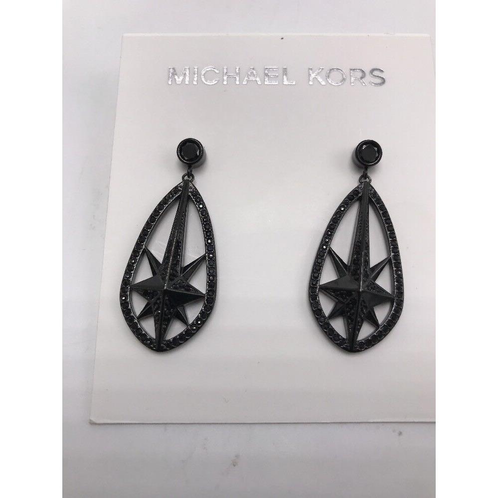 Michel Kors Black Ion Plated Starburst Drop Earrings 65