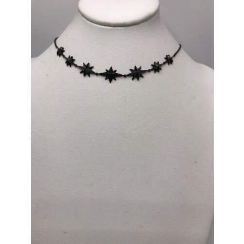 Michel Kors Black Ion Plated Starburst Drop Choker Necklace M2