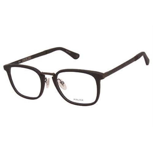 Police VPLA48 0703 Eyeglasses Men`s Matte Black-bronze Optical Frame 53mm