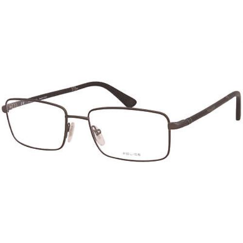 Police VPLA49 08H5 Eyeglasses Men`s Matte Brown Full Rim Optical Frame 55mm