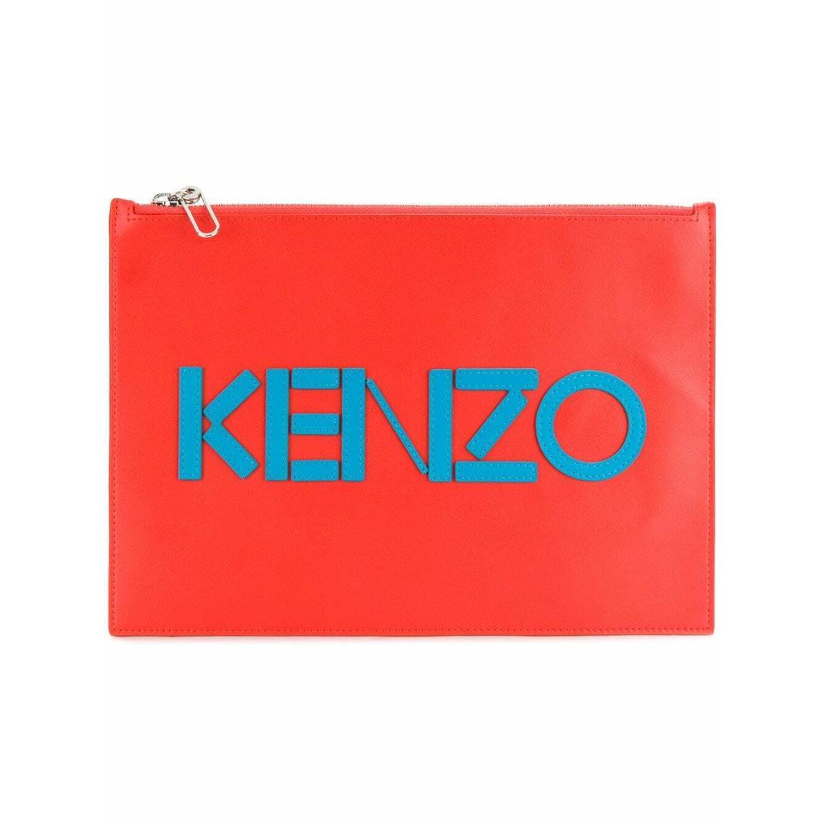 Kenzo Logo Colorblock Clutch Bag Red