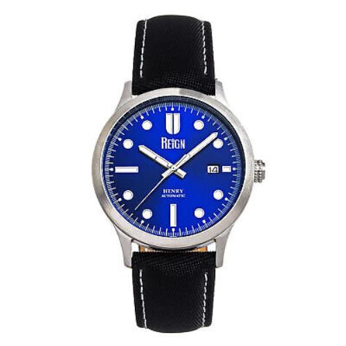 Reign Henry Automatic Canvas-overlaid Leather-band Watch W/date - Blue