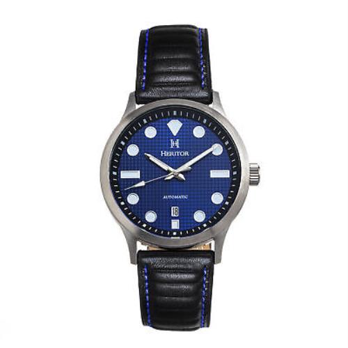 Heritor Automatic Bradford Leather-band Watch W/date - Blue Black