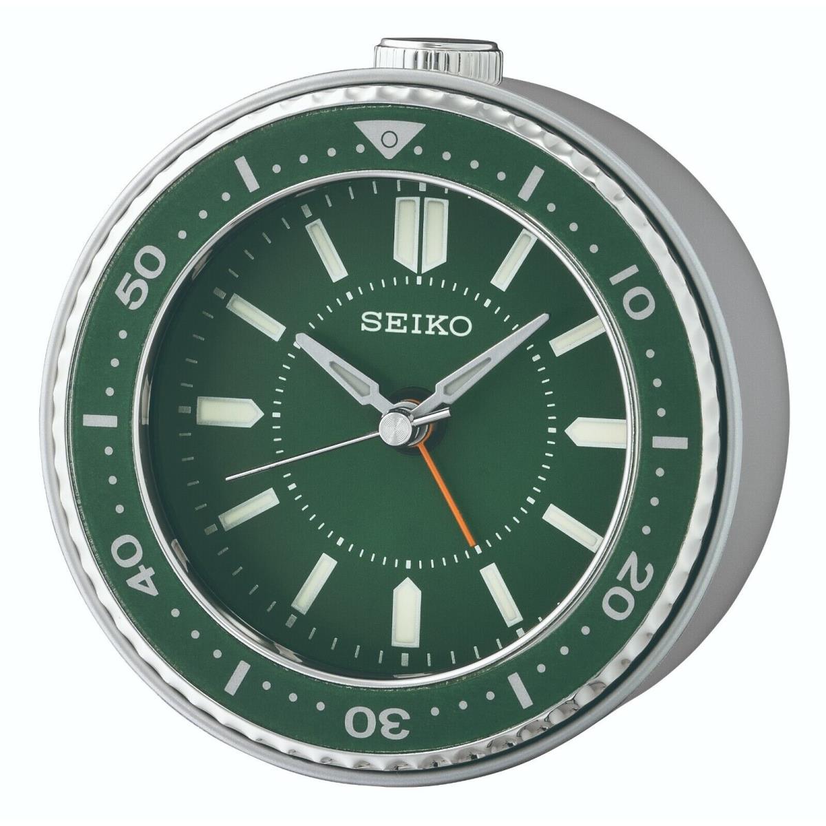 Seiko QHE184M Green Desk Alarm Clock Watch Sobremesa