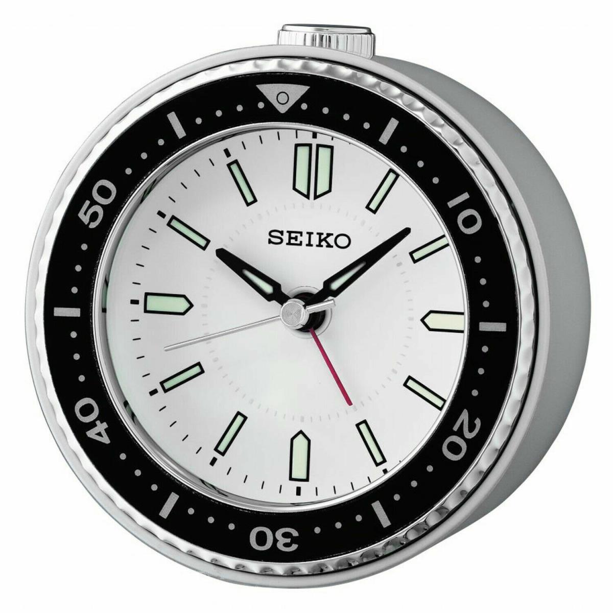 Seiko QHE184J White/black Alarm Clock Watch Sobremesa