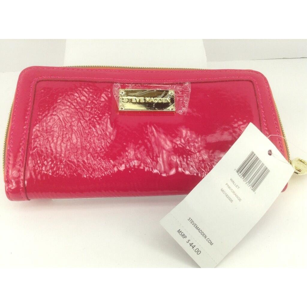 Women`s Steve Madden Large Pink Orange Clutch Wallet