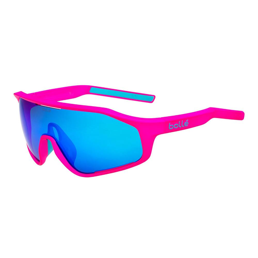Bolle Shifter Sunglasses - - Performance Wrap Frame- Shield Lens + Hard Case Mat Pink / Brown Blue Mirror Cat 3