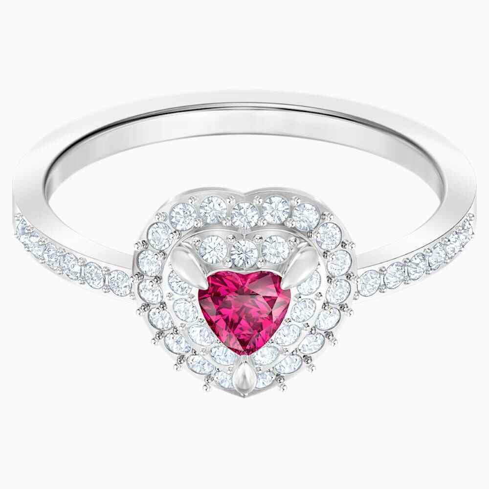 Swarovski Jewelry One Ring Heart Red Rhodium Plated 58/8/Large -5470697