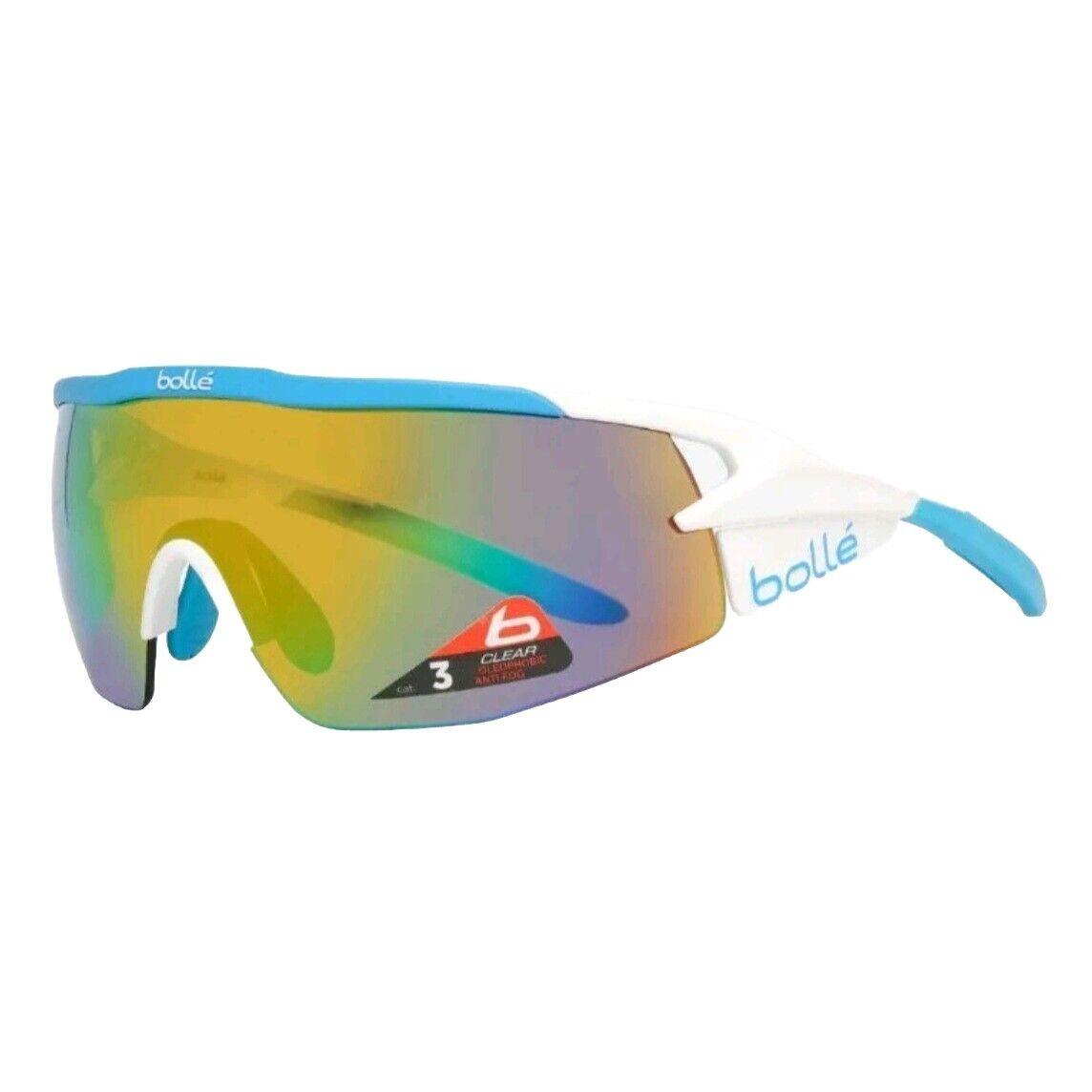 Bolle Aeromax Sunglasses. Matte White/blue Frame. Nxt Brown Emerald Oleo/af Lens