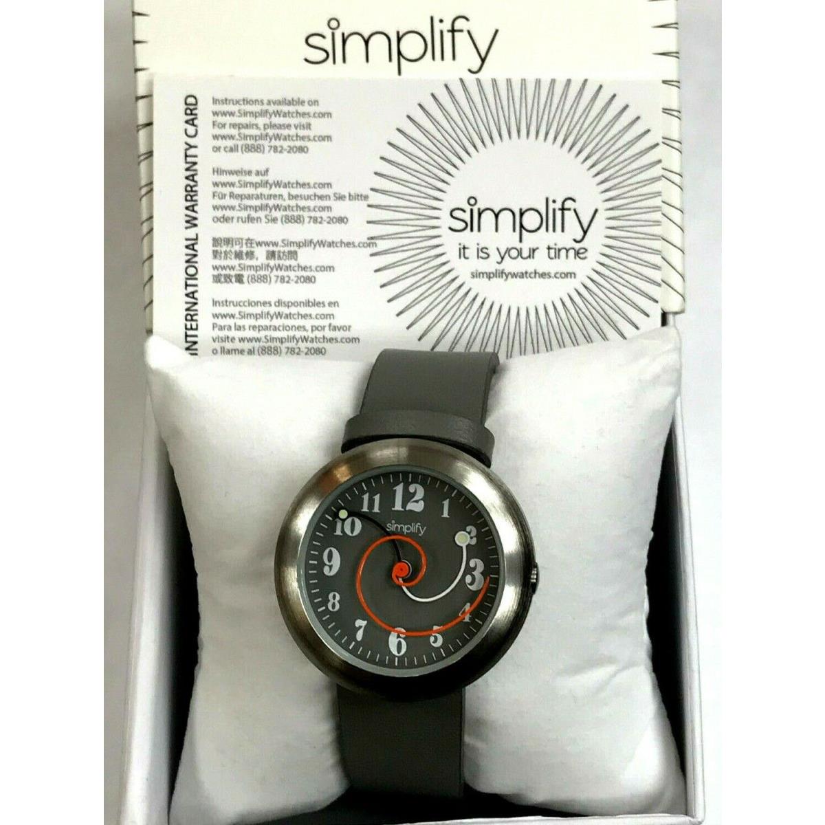 Simplify The 2700 Series SIM2703 Gray Dial Leather Strap Unisex Watch Warranty