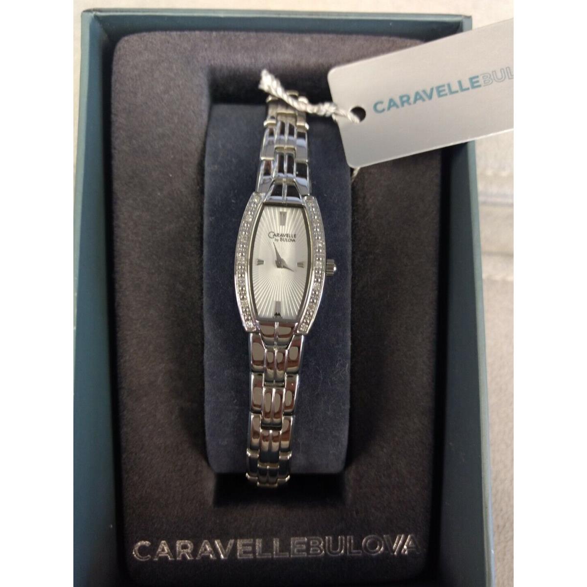 Ladies Caravelle by Bulova Diamond Silver Tone Watch 43R004 Textured Dial