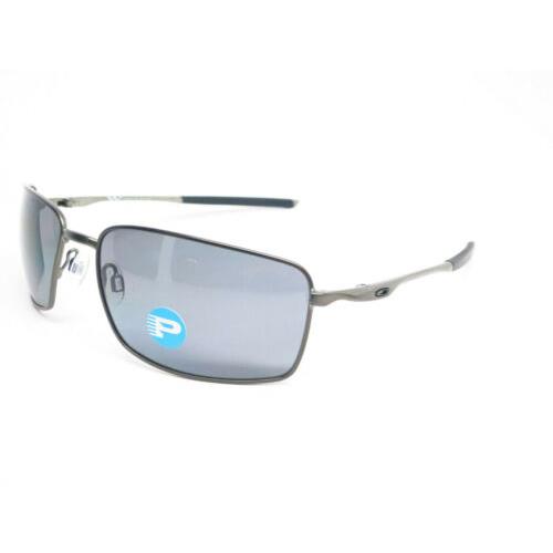 Oakley Square Wire Black Polarized 60 mm Men`s Sunglasses OO4075 04 60 - Black, Frame: Gray, Lens: Gray