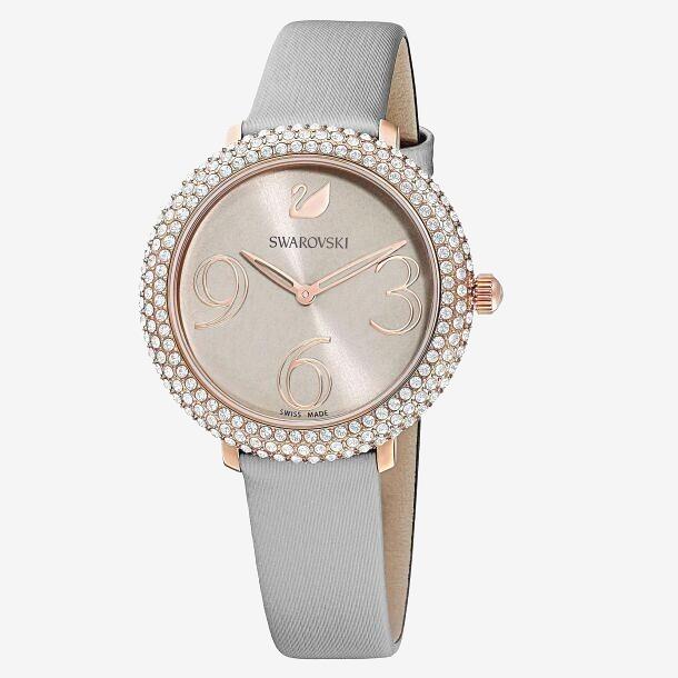 Swarovski 5484067 Crystal Frost Rose Tone Gray Dial Women`s Watch