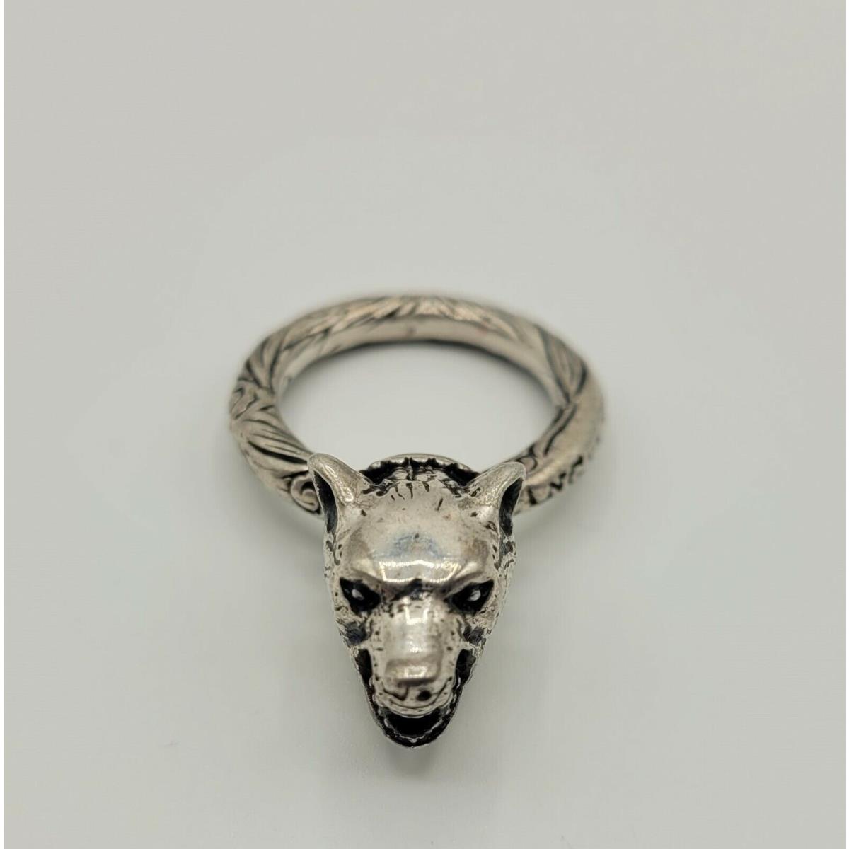 Gucci Anger Forest Aged Silver Ring with Wolf Head 511851 0811