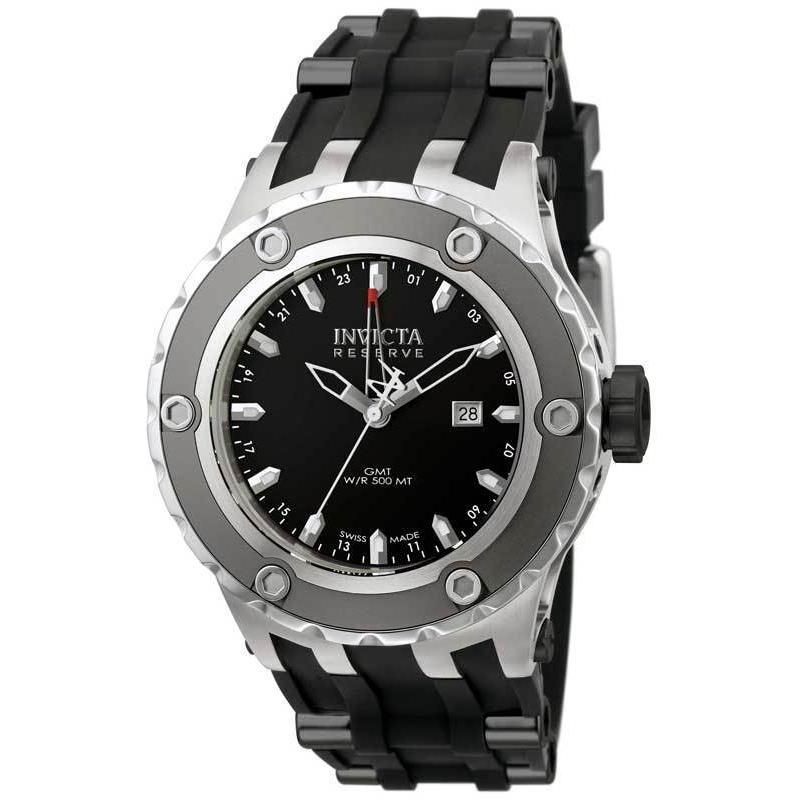 Swiss Made Invicta 6181 Reserve Gmt Black Dial Men`s Watch