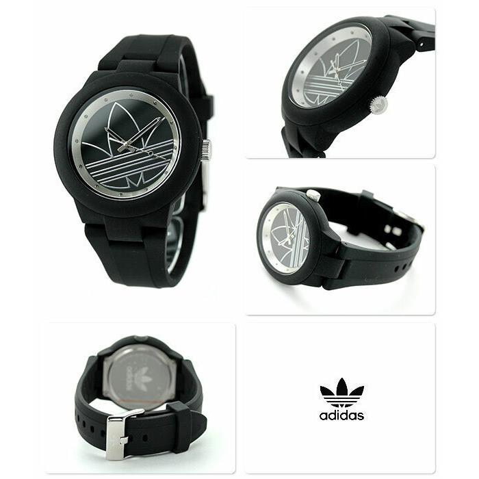Adidas Aberdeen Black Tone Silicone Band Silver Logo Dial Watch ADH3048