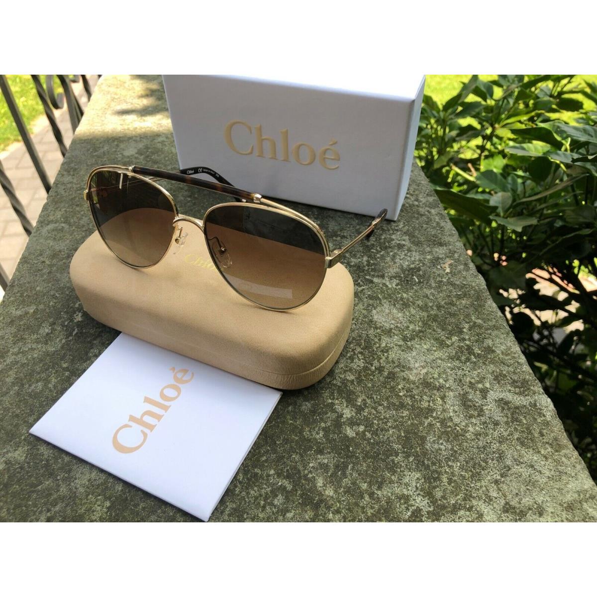 Chloe CE141SP 759 Unisex Sunglasses Gold Tortoise + Case - Italy