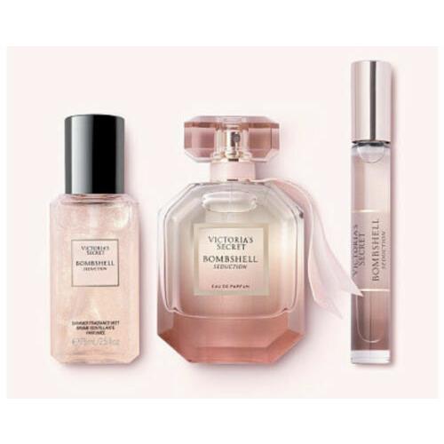 Victoria`s Secret Perfume Eau De Parfum Luxe Gift Set 3 Pcs 1.7oz Mist Bombshell Bombshell Seduction