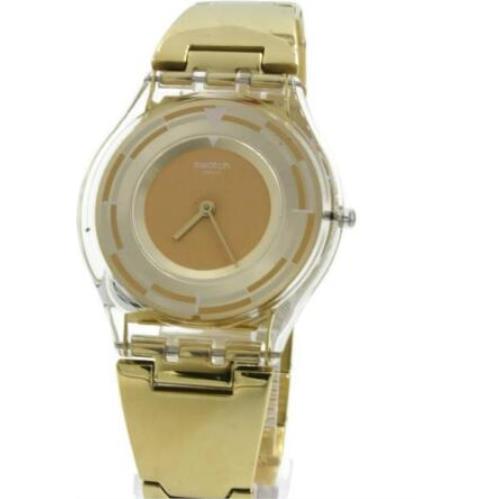 Swiss Swatch Schupe Skin Collection Steel Gold Dress Watch 35mm SFE104G