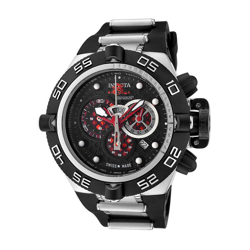 Invicta Subaqua Chrono Black Polyurethane Black Dial Red Subdials 6569 Watch