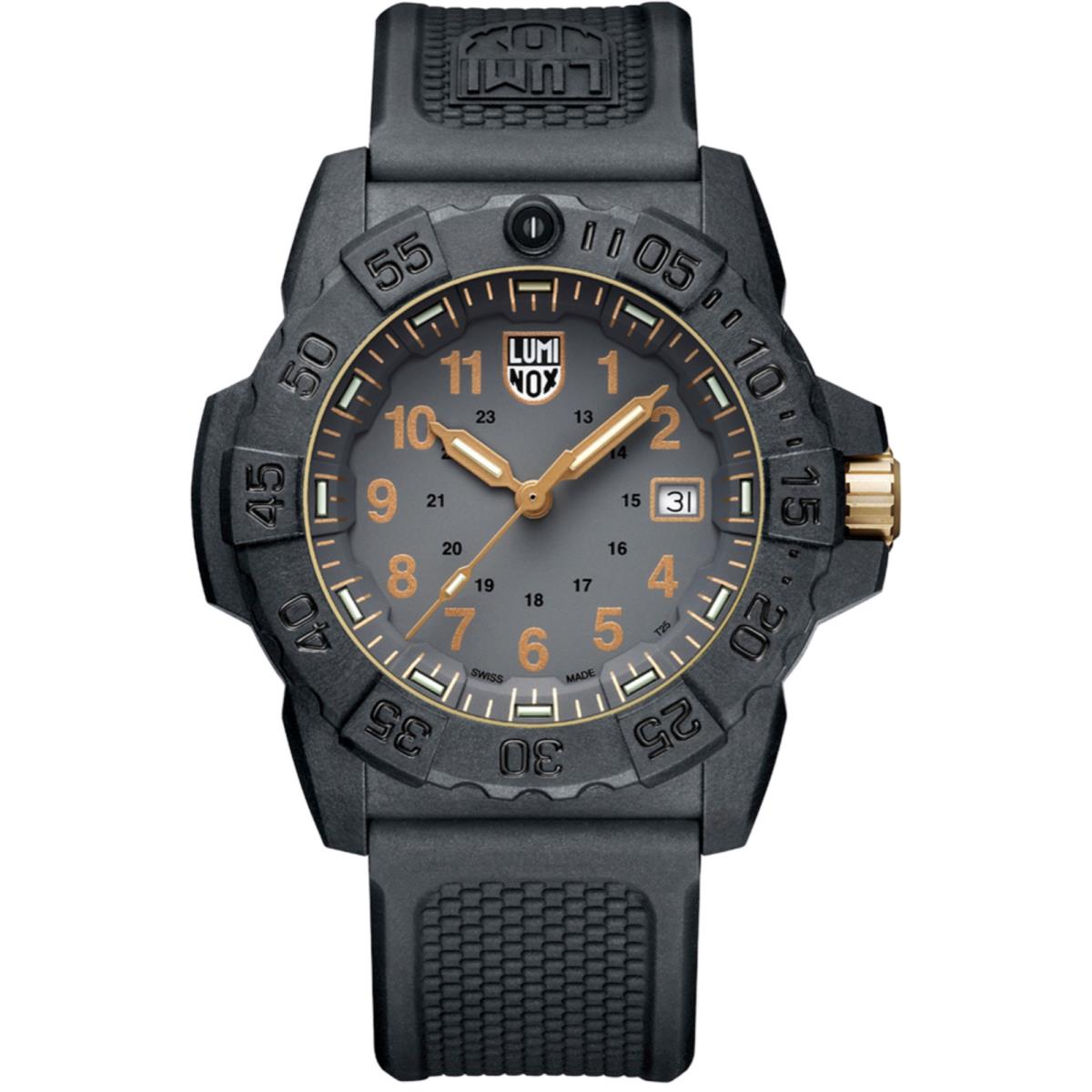 Luminox Navy Seal 3508 Gold Holiday Edition Carbonox 45mm Rubber Men`s Watch