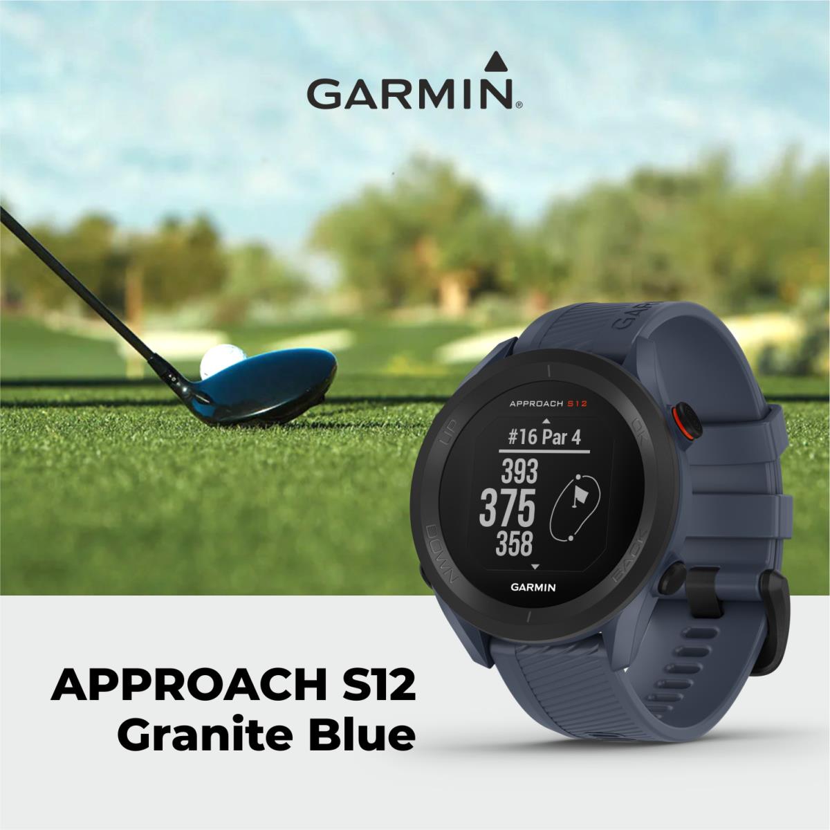 Garmin Approach S12 Premium Granite Blue Gps Golf Watch - Blue