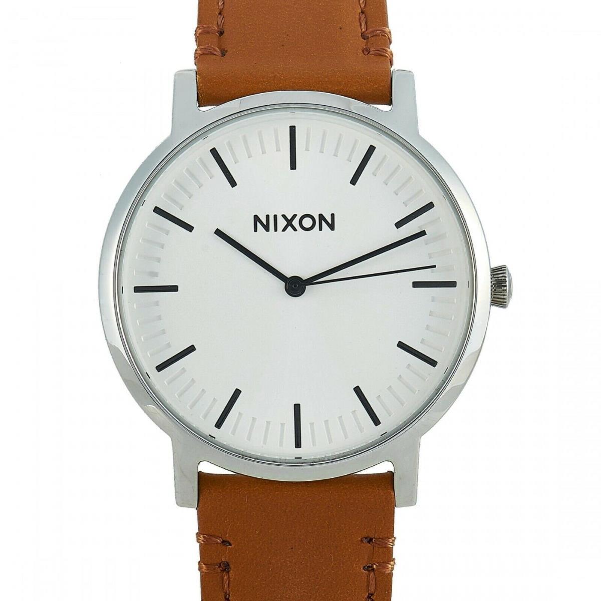 Nixon Porter Brown Leather Unisex Watch A1058-2442 - Dial: White, Band: Brown