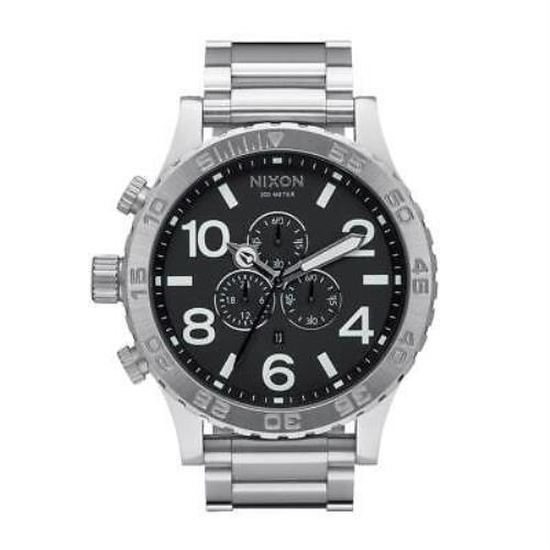 Nixon 51-30 Chrono Watch Black Stainless Steel Analog Watch - Dial: Black, Band: Silver