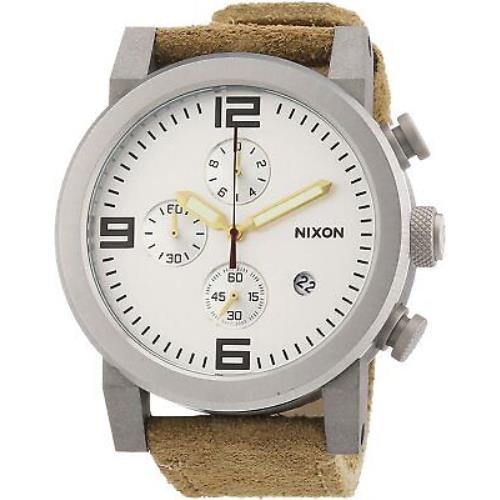 Nixon Ride A3151261 Men`s 49mm Stainless Steel Leather Quartz Watch