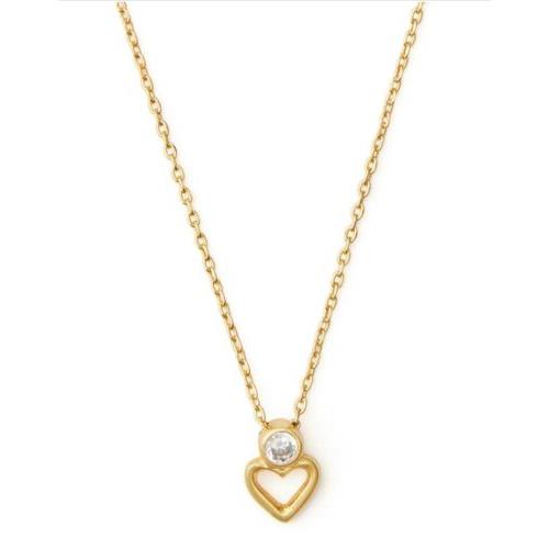 Kate Spade Gold Tone Heart CZ Pendant 19 Necklace JM6