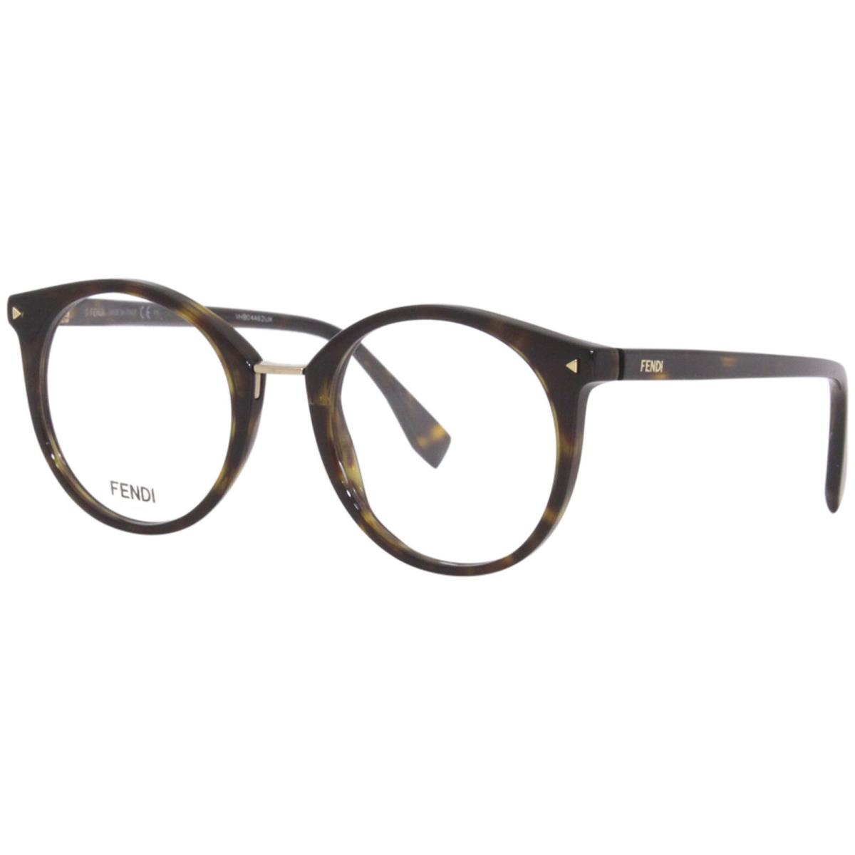 Fendi FF-0350 086 Eyeglasses Frame Women`s Dark Havana Full Rim Round 48mm