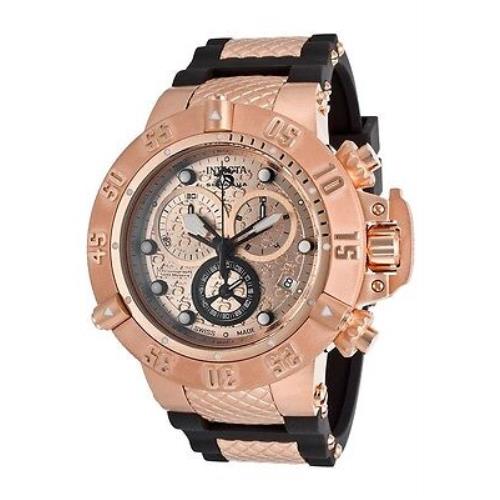Swiss Made Invicta 15806 Subaqua Noma Iii Chronograph 18K Rose Gold Plated Watch - Rose Gold Dial, Black Band