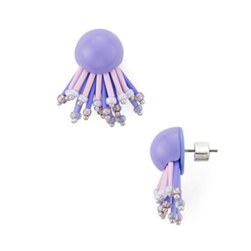 Kate Spade Lavender Silver Tone Glass Bead Statement Earrings A11