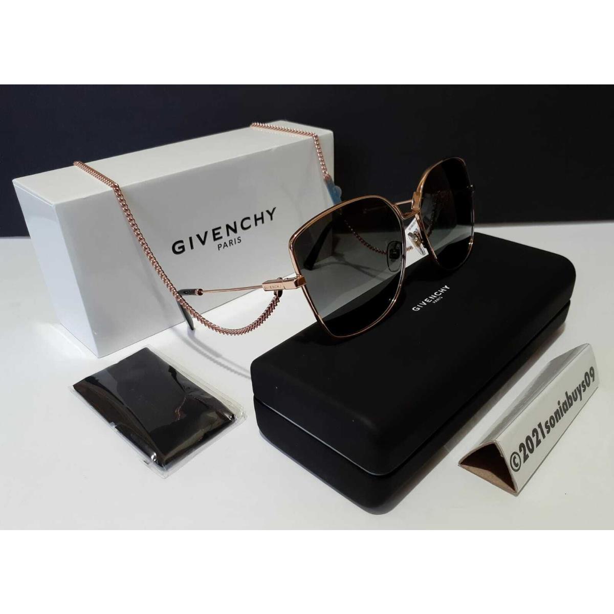 Givenchy Women`s Oversized Squared Sunglasses W/chain Gold Copper Grey Lenses