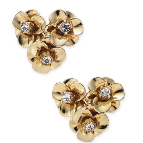 Kate Spade Shine on Pave Flower Cluster Studs Earrings Gold-tone M42