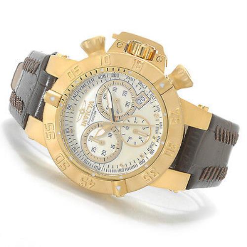Invicta 80534 Subaqua Noma Iii Chronograph Diamond Champagne Dial Ladies Watch - MOP Dial, Brown Band