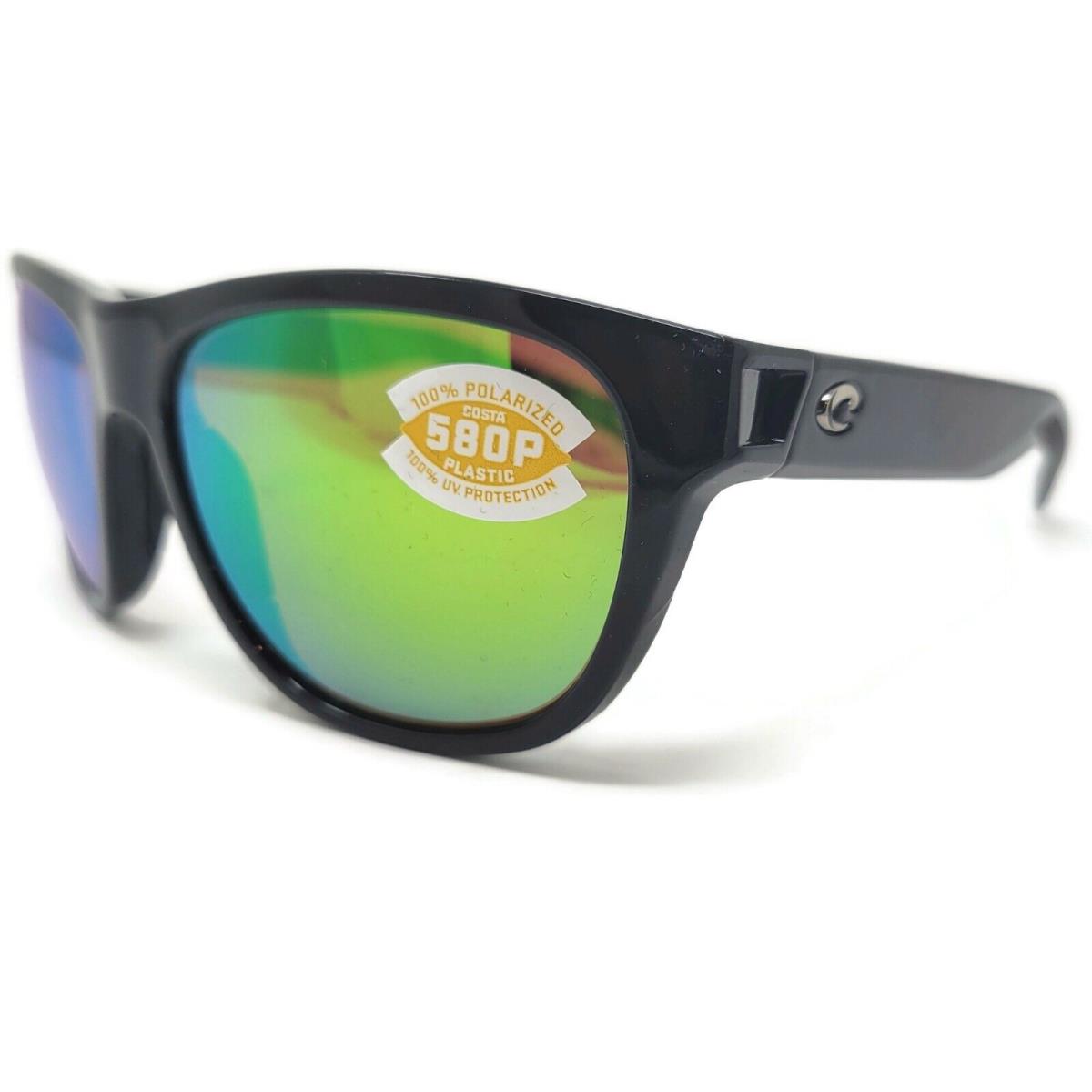 Costa Del Mar Bayside Sunglasses Shiny Black Polar Green Mirror 580P Bay 11 Ogmp