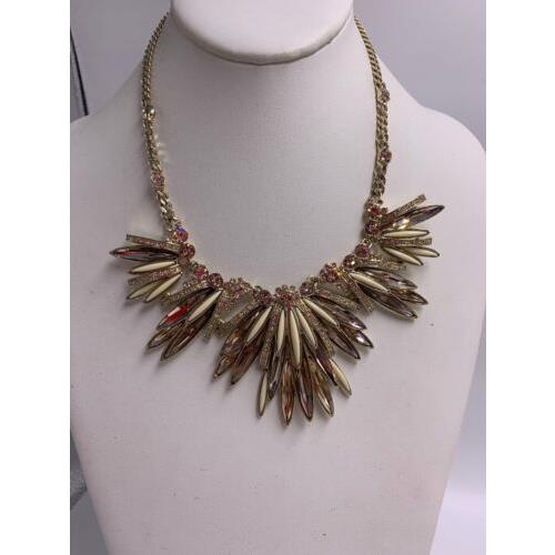 Givenchy Gold Tone Crystal Statement Necklace 16 Plus 3 200b