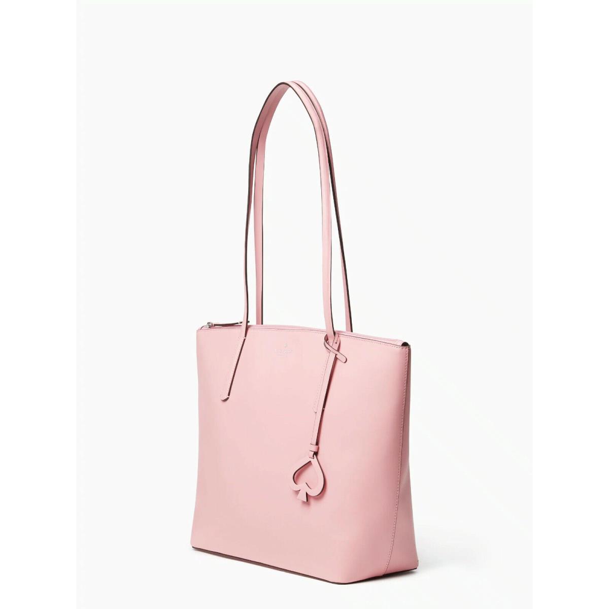 Kate Spade Zina Smooth Pink Leather Large Tote WKRU6852 Bag Charm $329  Retail FS 