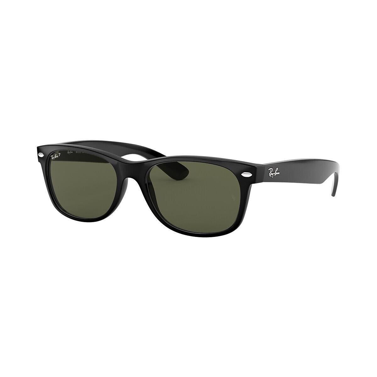Ray-ban New Wayfarer Classic Wayfarer Classic Nylon Green Polarized Sunglasses RB2132 901/58 55 - Black Frame, Green Lens