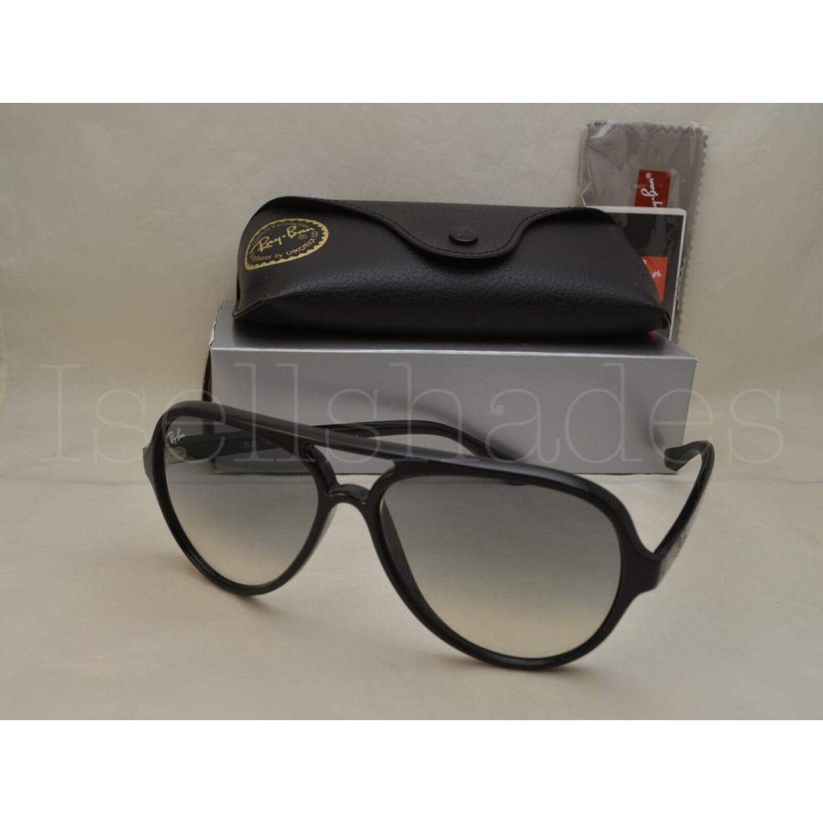 Ray Ban Cats 5000 RB4125-601/32 59 Black with Crystal Gray Gradient Lens - Frame: BLACK, Lens: CRYSTAL GRAY GRADIENT