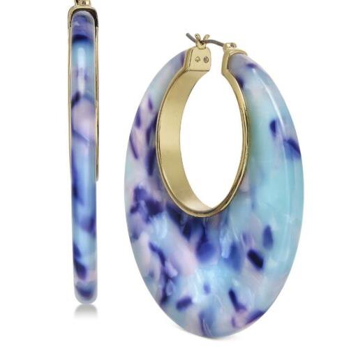 Kate Spade New York On The Dot Hoop Tortoise Look Blue Earrings KSS97D