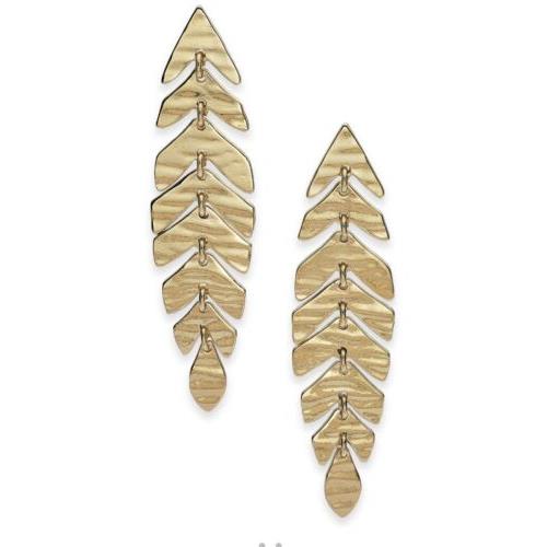 Kate Spade Gold Tone Leaf Linear Drop Earrings 67D