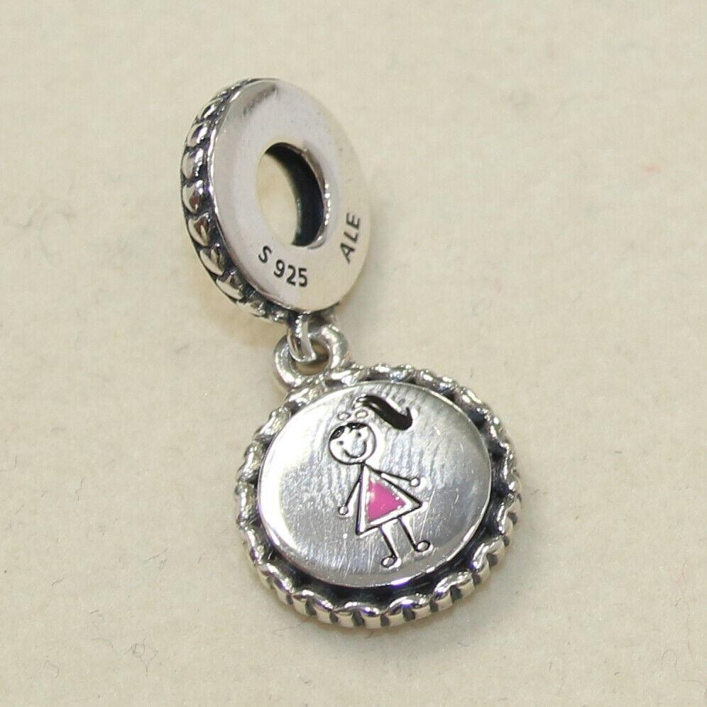 Pandora Charm Girl Stick Figure Dangle ENG792018_4 W Suede Pouch