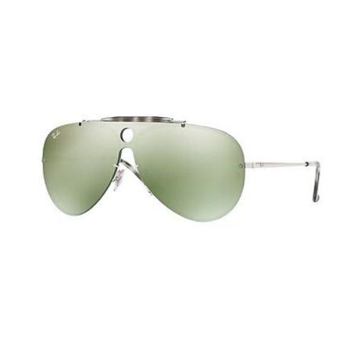 Ray Ban RB3581N 003/30 Blaze Shooter Silver Green Aviator 32mm Sunglasses