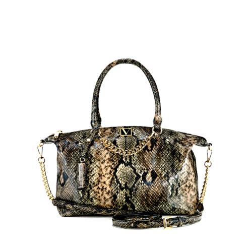 Victoria Secret Slouchy Satchel Natural Python Bag - Exterior: Black, Lining: Black