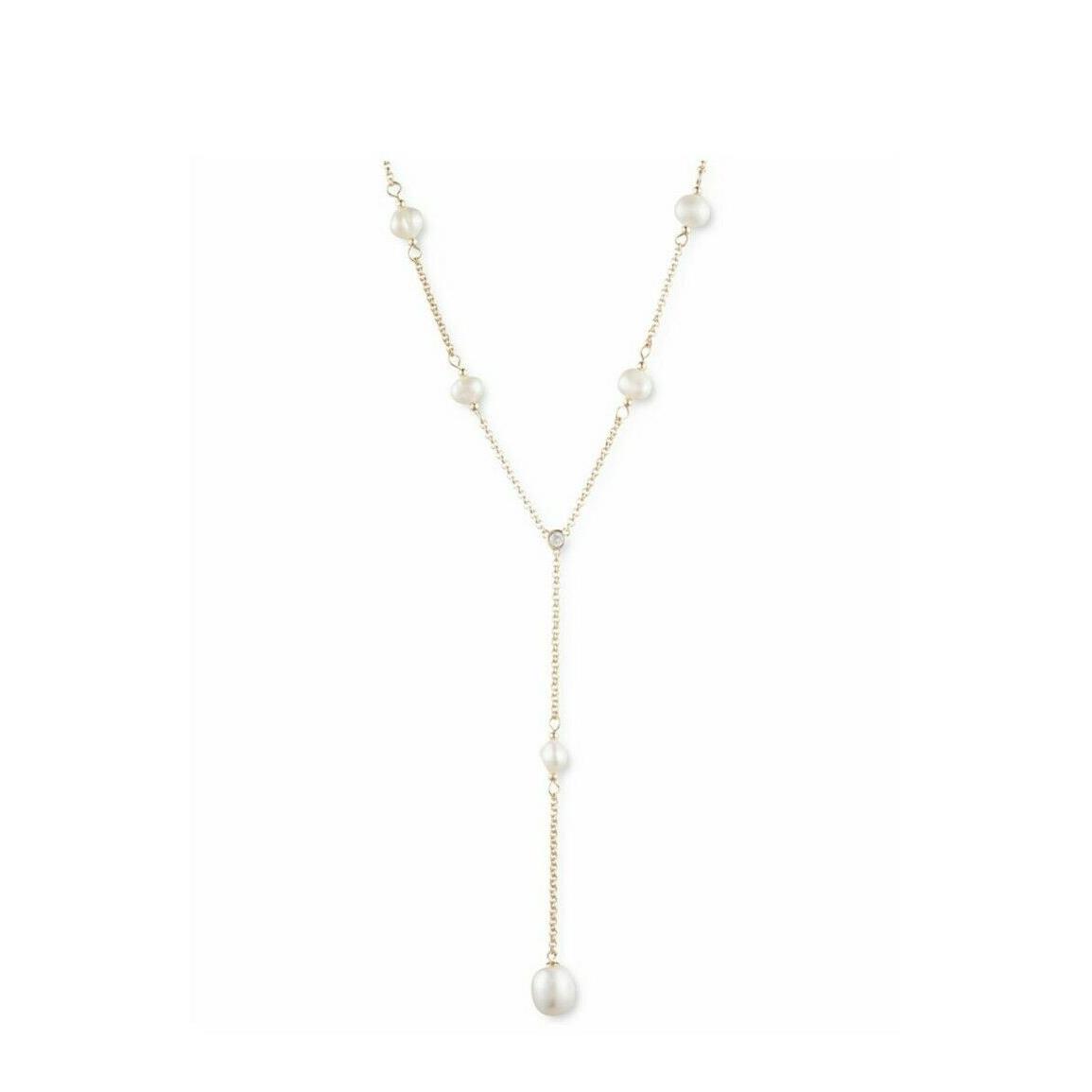 Set 2 Ralph Lauren Gold Tone Logo Pearl Necklace Earrings